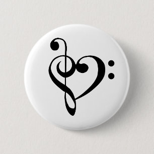 Chapa Redonda De 5 Cm Corazón de la música Treble Corazón de la tintorer