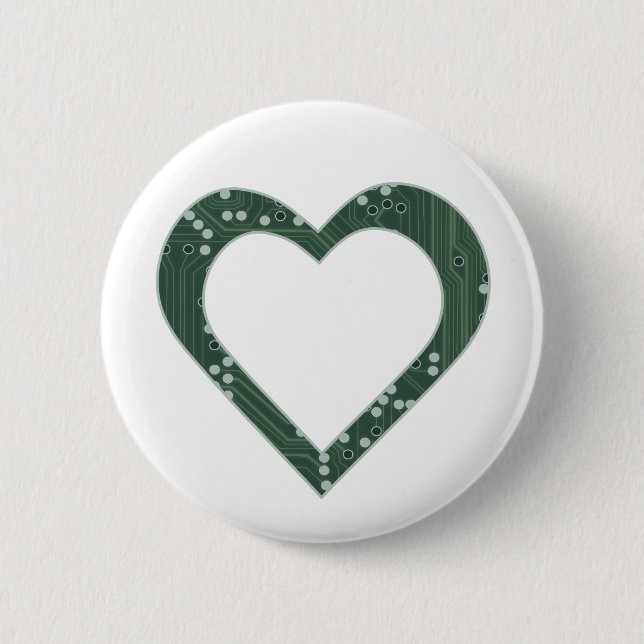 Chapa Redonda De 5 Cm Corazón de la tarjeta de circuitos (Anverso)