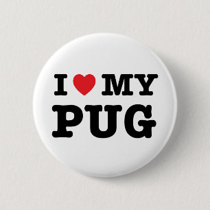 Chapa Redonda De 5 Cm Corazón de mi pug