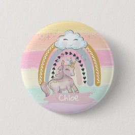 Chapa Redonda De 5 Cm Corazón de nombre personalizado 🦄 Chica de unicor