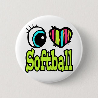 Chapa Redonda De 5 Cm Corazón de ojos brillante me encanta el softball