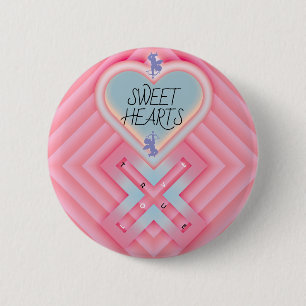 Chapa Redonda De 5 Cm Corazón de Origami X Corazones dulces