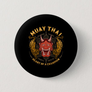 Chapa Redonda De 5 Cm Corazón de un campeón - Kickboxing y Muay Thai Oni