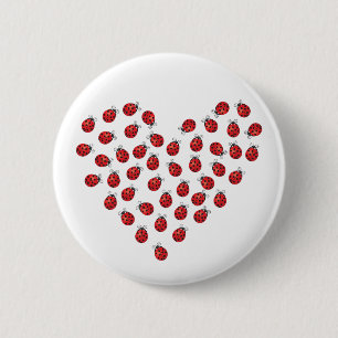 Chapa Redonda De 5 Cm Corazón del amor de la mariquita