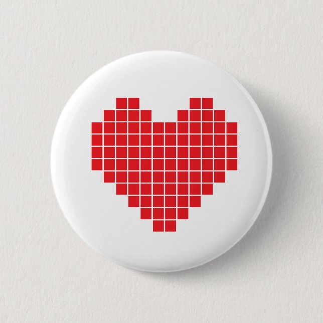 Chapa Redonda De 5 Cm Corazón del pixel (Anverso)