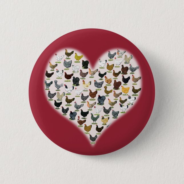 Chapa Redonda De 5 Cm Corazón del pollo (Anverso)