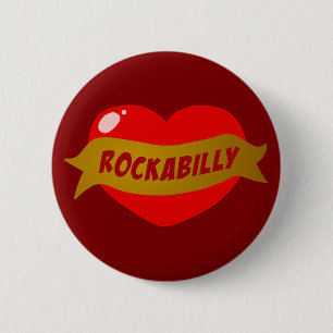 Chapa Redonda De 5 Cm Corazón del tatuaje del Rockabilly