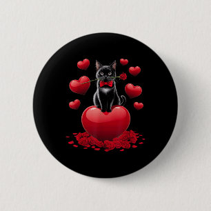 Chapa Redonda De 5 Cm Corazón Día de San Valentín dulce Chicas de gato n
