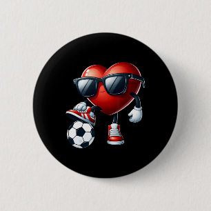 Chapa Redonda De 5 Cm Corazón Divertido Jugando Fútbol Día de San Valent