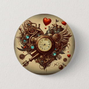 Chapa Redonda De 5 Cm Corazón/el día de San Valentín de Steampunk