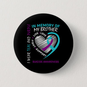 Chapa Redonda De 5 Cm Corazón En Memoria De Mi Hermano Concienciación Su