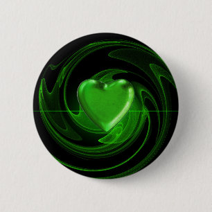 Chapa Redonda De 5 Cm Corazón espiral verde