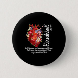 Chapa Redonda De 5 Cm Corazón Floral Ezequiel 36_26 Corazón De Carne Chr