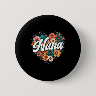Chapa Redonda De 5 Cm Corazón floral Nana día de la madre vintage retr
