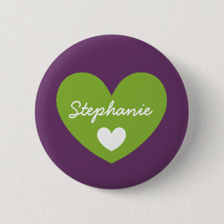 Chapa Redonda De 5 Cm Corazón grande STEPHANIE de DIY o CUALQUIE VERDE