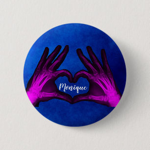 Chapa Redonda De 5 Cm Corazón gris morado
