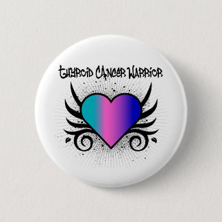Chapa Redonda De 5 Cm Corazón guerrero del cáncer tiroideo