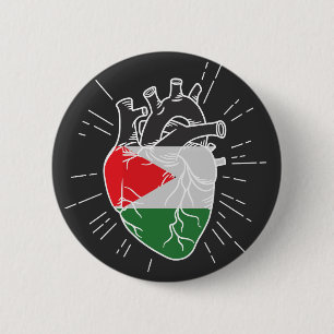 Chapa Redonda De 5 Cm Corazón humano de bandera palestina