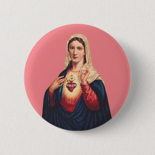 Chapa Redonda De 5 Cm Corazón Inmaculado de la Virgen María