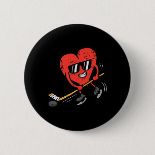 Chapa Redonda De 5 Cm Corazón jugando hockey sobre hielo Día de San Vale