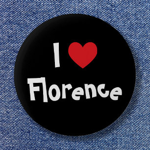 Chapa Redonda De 5 Cm Corazón negro blanco y rojo Me encanta Florencia