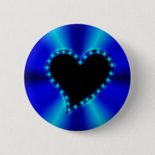 Chapa Redonda De 5 Cm Corazón negro con estrellas en arcoiris azul