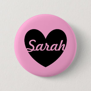 Chapa Redonda De 5 Cm Corazón negro personalizado sobre caramelos de alg