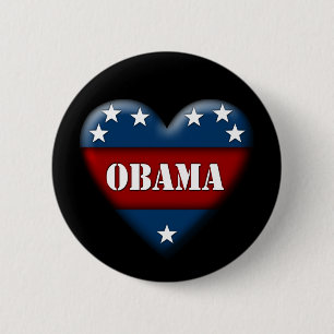 Chapa Redonda De 5 Cm corazón patriótico de obama