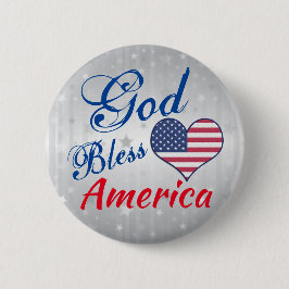 Chapa Redonda De 5 Cm Corazón patriótico moderno Dios bendiga a Estados