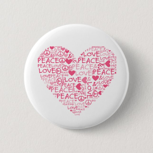 Chapa Redonda De 5 Cm Corazon peace & love (Anverso)