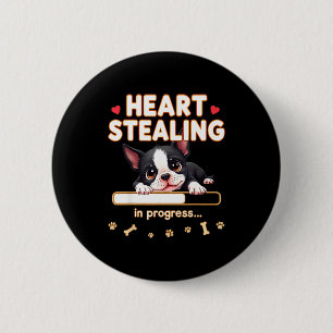 Chapa Redonda De 5 Cm Corazón perro Boston Terrier regalo divertido Bost