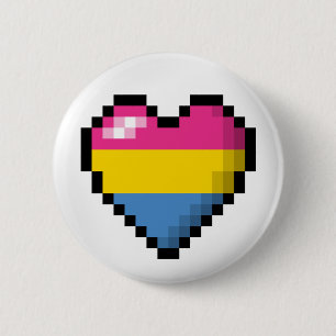 Chapa Redonda De 5 Cm Corazón Pixel Pansexual
