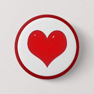 Chapa Redonda De 5 Cm Corazón rojo brillante (agrega tu texto)