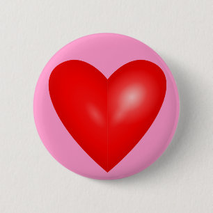 Chapa Redonda De 5 Cm Corazón rojo grande del amor