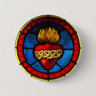 Chapa Redonda De 5 Cm Corazón sagrado (botón del vitral de J&M)