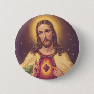 Chapa Redonda De 5 Cm Corazón sagrado de Jesús