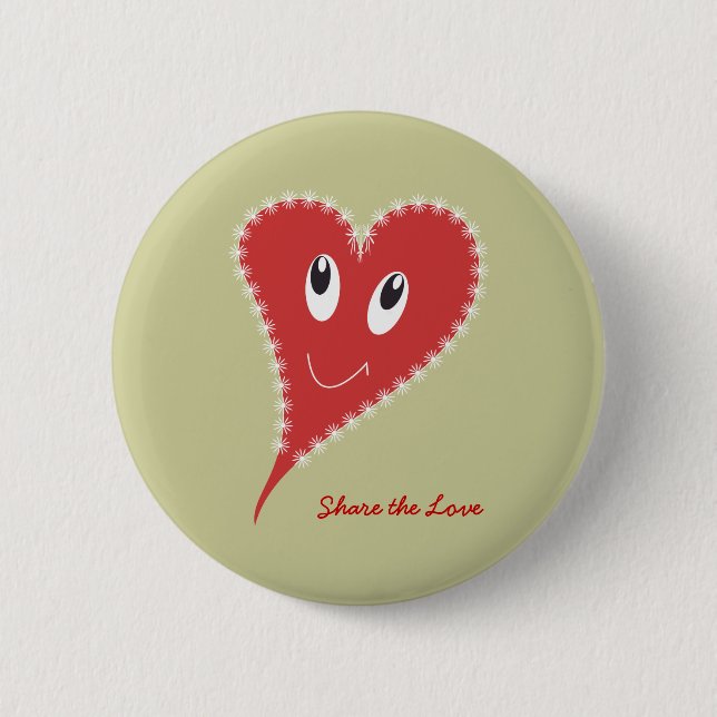 Chapa Redonda De 5 Cm Corazón sonriente de San Valentín (Anverso)