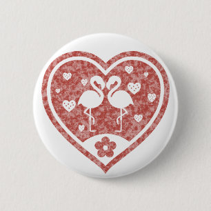 Chapa Redonda De 5 Cm Corazón Texturizado Flamingo Amor