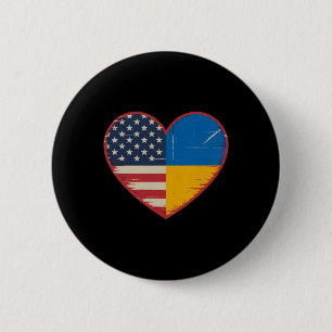 Chapa Redonda De 5 Cm Corazón Usa Ucrania - Doble Ciudadanía 2