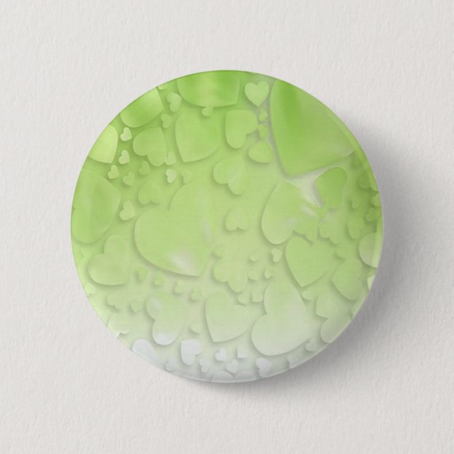 Chapa Redonda De 5 Cm Corazón verde y blanco abstracto (Anverso)