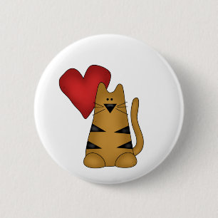 Chapa Redonda De 5 Cm Corazón y camisetas y regalos rayados del gato