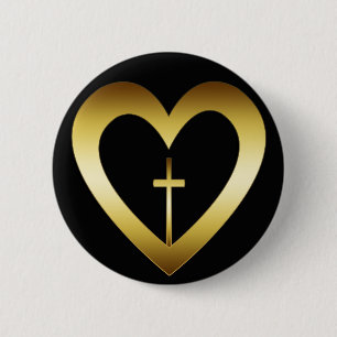 CHAPA REDONDA DE 5 CM CORAZÓN Y CRUZ DEL ORO
