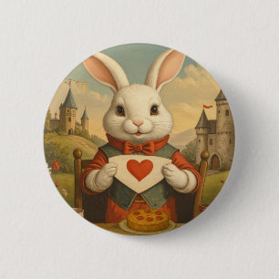 Chapa Redonda De 5 Cm Corazones Caprichosos del Conejo Blanco Encantado