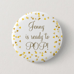 Chapa Redonda De 5 Cm Corazones de Amor Dorados Bonitos Listos para Esta