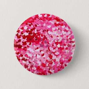 Chapa Redonda De 5 Cm Corazones de Confeti Rosa