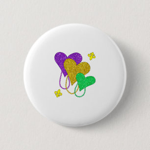 Chapa Redonda De 5 Cm Corazones de Mardi Gras Ropa Linda Mujeres Niñas N