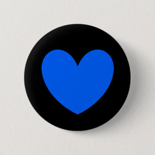 Chapa Redonda De 5 Cm Corazones de polka azul sobre negro
