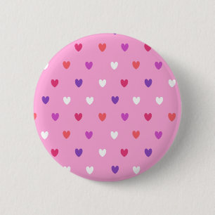 Chapa Redonda De 5 Cm Corazones de polka de color rosa