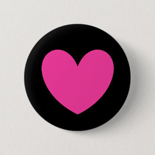 Chapa Redonda De 5 Cm Corazones de polka rosa fucsia en negro
