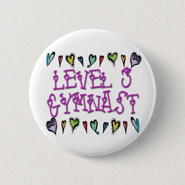 Chapa Redonda De 5 Cm Corazones del gimnasta del nivel 3 (Anverso)